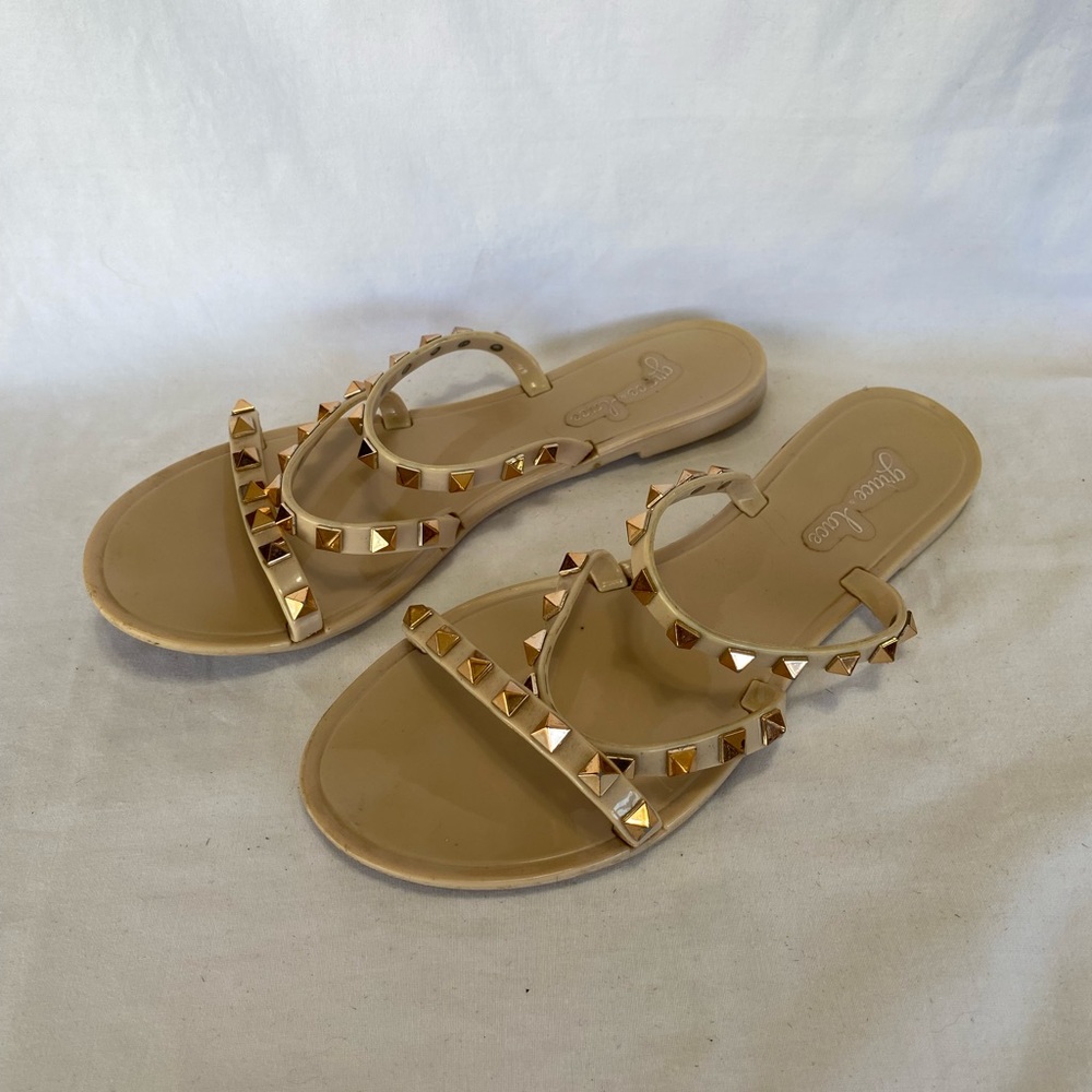 Grace and Lace three strap nude jelly sandals